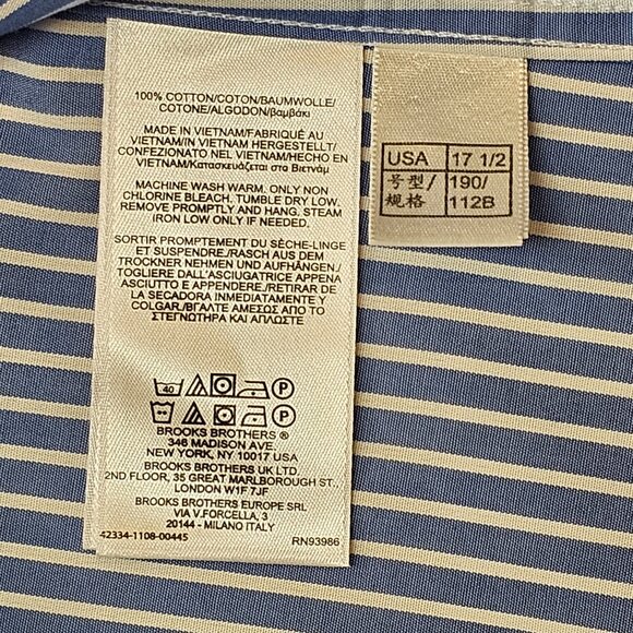 NWT Brooks Brothers Regent Fit Non-Iron Button Down 17.5 - Picture 7 of 7